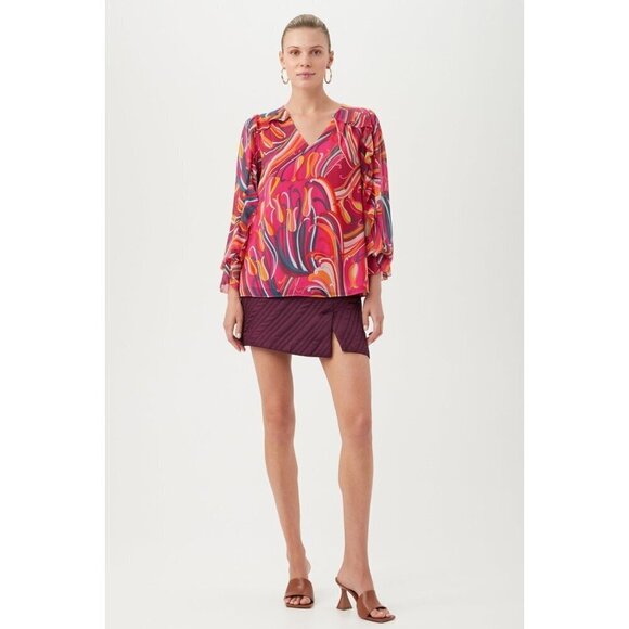 💕TRINA TURK💕 Broome Top Radio City Rose Retro Abstract Floral Print Small NWOT - Picture 4 of 11